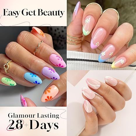 120 PCS Clear False Nails Tips Short Medium Length Full Cover Acrylic Fake Nails Almond Shaped Ballerina Nails Tips Lady French Style Press On Nails with Case for Nail Salons and DIY Nail Art 12 Sizes - 7DAY'S