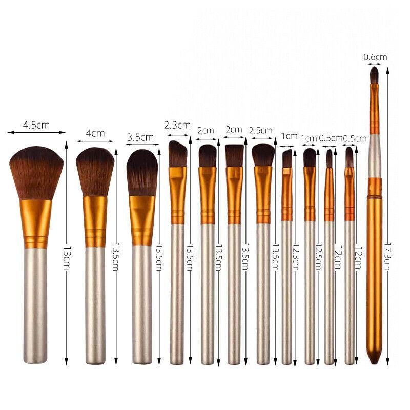 12pcs Makeup Brushes Set Pro Powder Foundation Eyeshadow Eyeliner Lip Brush Tool - 7DAY'S