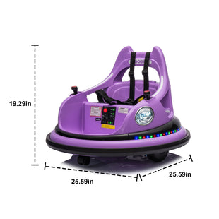 12V ride on bumper car for kids,electric car for kids,1.5 - 5 Years Old,W/Remote Control, LED Lights, Bluetooth & 360 Degree Spin, Vehicle body with anti - collision padding Five - point Safety Belt,2wd - 7DAY'S