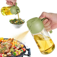 16oz Oil Dispenser Bottle for Kitchen - 2 in 1 Olive Oil Dispenser and Oil Sprayer - 470ml Olive Oil Bottle - Oil Sprayer for Cooking, Kitchen, Salad, Barbecue Black - 7DAY'S