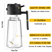 16oz Oil Dispenser Bottle for Kitchen - 2 in 1 Olive Oil Dispenser and Oil Sprayer - 470ml Olive Oil Bottle - Oil Sprayer for Cooking, Kitchen, Salad, Barbecue Black - 7DAY'S