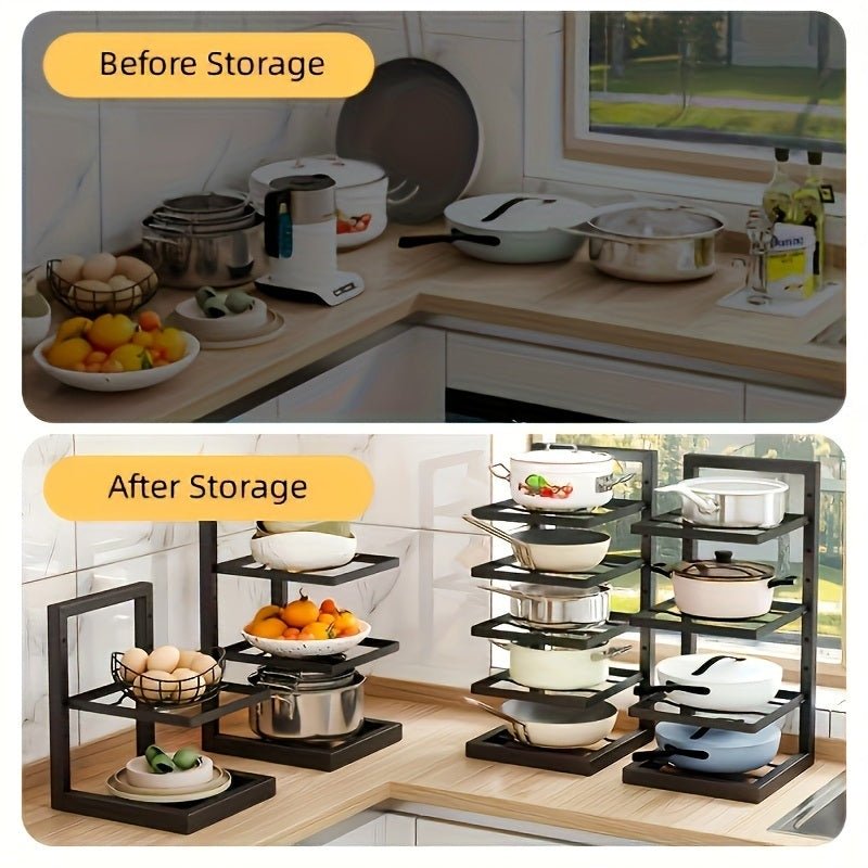 1PC Pot Rack Pot Storage Kitchen Stainless Steel Rack Layered Shelves Under Sink Multi - Layer Household Cabinet - 7DAY'S