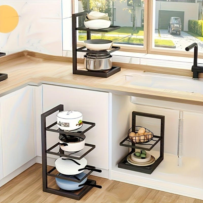 1PC Pot Rack Pot Storage Kitchen Stainless Steel Rack Layered Shelves Under Sink Multi - Layer Household Cabinet - 7DAY'S