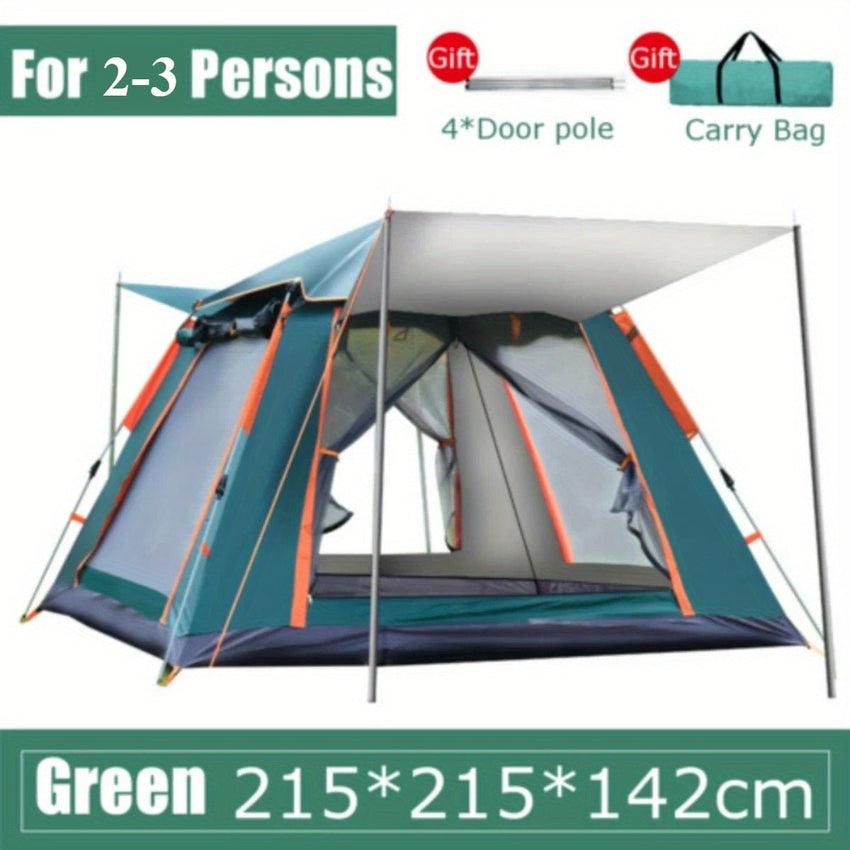 2 - 3 Person Camping Tent Outdoor Foldable Waterproof Tent with 2 Mosquito Nets Windows Carrying Bag for Hiking Climbing Adventure Fishing - 7DAY'S