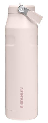 Stanley IceFlow Flip Straw 2.0 Water Bottle 24 oz | Built-In Straw for Travel and Sports | Lightweight and Leak Resistant | Insulated Stainless Steel | BPA-Free | Strawberry Cream