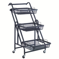 3 - layer multi - functional iron durable foldable storage rack Home multi - layer storage rack Kitchen rotating storage rack Storage rack with wheels Practical storage rack - 7DAY'S