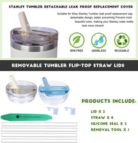 30oz Tumbler Detachable Flip Straw Lid for Stanley Cup Accessory,Leak Proof Lids for Stanley Cup, Accessories Compatible with Stanley Cups Cover (Light Blue & Purple - 1, 30oz) - 7DAY'S