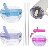 30oz Tumbler Detachable Flip Straw Lid for Stanley Cup Accessory,Leak Proof Lids for Stanley Cup, Accessories Compatible with Stanley Cups Cover (Light Blue & Purple - 1, 30oz) - 7DAY'S