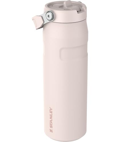 Stanley IceFlow Flip Straw 2.0 Water Bottle 24 oz | Built-In Straw for Travel and Sports | Lightweight and Leak Resistant | Insulated Stainless Steel | BPA-Free | Strawberry Cream