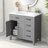 36\" Bathroom Vanity with Sink Combo, Black Bathroom Cabinet with Drawers, Solid Frame and MDF Board - 7DAY'S