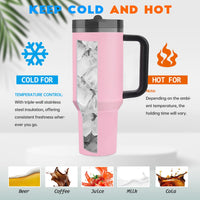 40 oz Tumbler with Handle Quenchers ProTour Detachable Flip Straw Lid Tumbler,Vacuum Insulated Tumblers with Top Leak Proof Lids and Flip Straw,Reusable Insulated Cup (A - Black White Check, 40 oz) - 7DAY'S