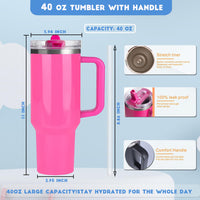40 oz Tumbler with Handle Quenchers ProTour Detachable Flip Straw Lid Tumbler,Vacuum Insulated Tumblers with Top Leak Proof Lids and Flip Straw,Reusable Insulated Cup (A - Black White Check, 40 oz) - 7DAY'S
