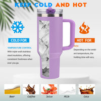40 oz Tumbler with Handle Quenchers ProTour Detachable Flip Straw Lid Tumbler,Vacuum Insulated Tumblers with Top Leak Proof Lids and Flip Straw,Reusable Insulated Cup (A - Black White Check, 40 oz) - 7DAY'S