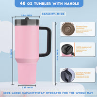 40 oz Tumbler with Handle Quenchers ProTour Detachable Flip Straw Lid Tumbler,Vacuum Insulated Tumblers with Top Leak Proof Lids and Flip Straw,Reusable Insulated Cup (A - Black White Check, 40 oz) - 7DAY'S