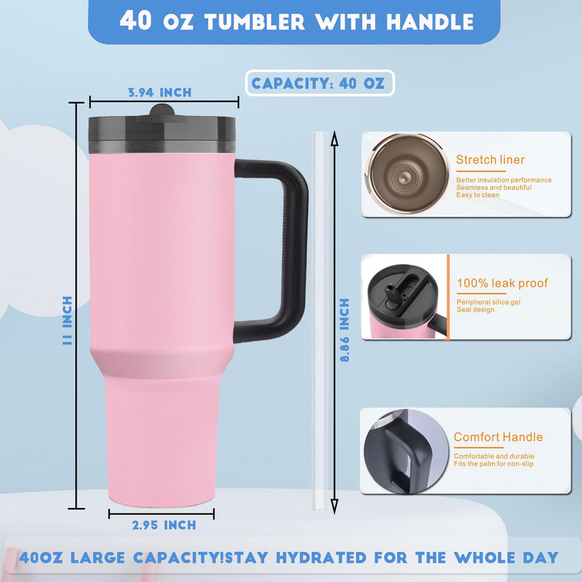 40 oz Tumbler with Handle Quenchers ProTour Detachable Flip Straw Lid Tumbler,Vacuum Insulated Tumblers with Top Leak Proof Lids and Flip Straw,Reusable Insulated Cup (A - Black White Check, 40 oz) - 7DAY'S