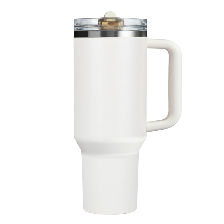 40 oz Tumbler with Handle Quenchers ProTour Detachable Flip Straw Lid Tumbler,Vacuum Insulated Tumblers with Top Leak Proof Lids and Flip Straw,Reusable Insulated Cup (A - Black White Check, 40 oz) - 7DAY'S