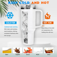 40 oz Tumbler with Handle Quenchers ProTour Detachable Flip Straw Lid Tumbler,Vacuum Insulated Tumblers with Top Leak Proof Lids and Flip Straw,Reusable Insulated Cup (A - Black White Check, 40 oz) - 7DAY'S