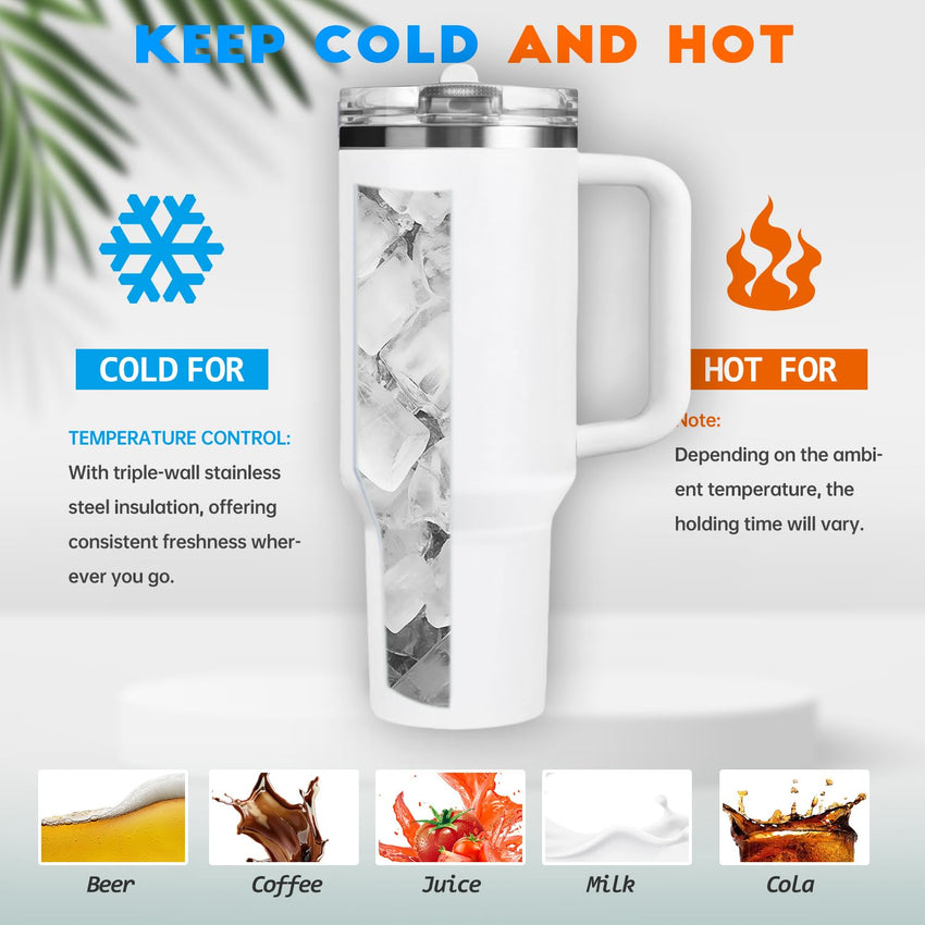 40 oz Tumbler with Handle Quenchers ProTour Detachable Flip Straw Lid Tumbler,Vacuum Insulated Tumblers with Top Leak Proof Lids and Flip Straw,Reusable Insulated Cup (A - Black White Check, 40 oz) - 7DAY'S