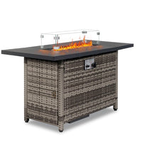 43 - Inch Fire Table, 50000 BTU Gas Firepit with Volcanic Stone Black - 7DAY'S