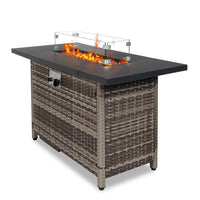 43 - Inch Fire Table, 50000 BTU Gas Firepit with Volcanic Stone Black - 7DAY'S