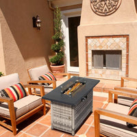 43 - Inch Fire Table, 50000 BTU Gas Firepit with Volcanic Stone Black - 7DAY'S