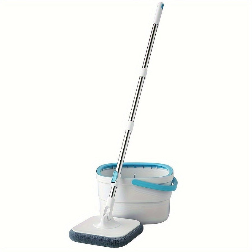 4PCS/SET rotating square mop set, equipped with mop bucket and 2 washable and reusable microfiber cotton pads, clean water and sewage separation technology - 7DAY'S