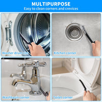 4TH Multi - Purpose Hard Bristle Crevice Cleaning Brush - Deep Reach Gap Cleaning Tool for Household Use - Versatile, Durable, Thin Brush to Clean Tight Spaces - 4 Pcs, Black - 7DAY'S