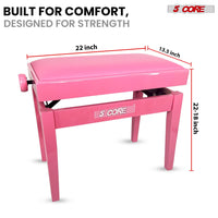 5 Core Adjustable Piano Bench Thick 3.25" Solid Wood Keyboard Stool Heavy Duty Musician Chair - 7DAY'S
