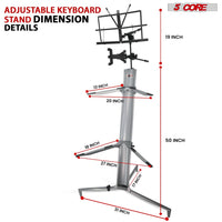 5 Core Keyboard Stand 2 Tier Aluminum Classic Adjustable Electric Piano Sturdy Holder SILVER - KS C 2TD SLV AL - 7DAY'S