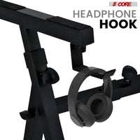 5 CORE Keyboard Stand 2 Tier Z Style Adjustable Electric Piano Riser Foldable & Heavy Duty Lift Holder With Secure Strap Mount For 54 88 Key Instruments - KS Z1 BLK HD + 2T - 7DAY'S