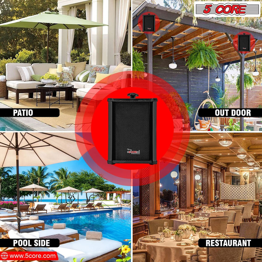 5 CORE Outdoor Speakers Pair Stereo in Wall Speaker 100W Peak Passive Mount Wired Waterproof Patio House Garage Indoor Exterior Audio System Bocinas para Casa - 10T G 2PCS - 7DAY'S