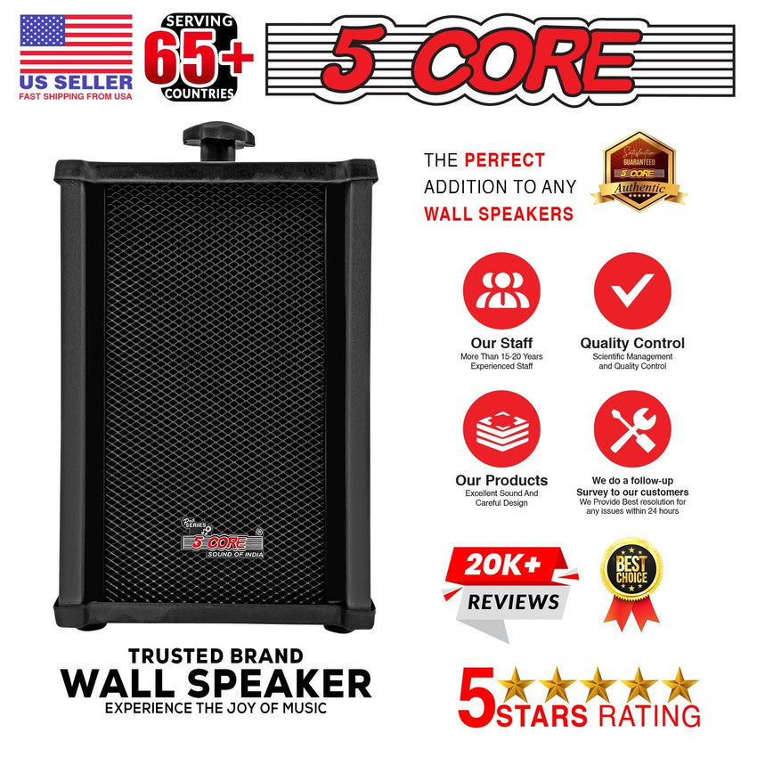 5 CORE Outdoor Speakers Pair Stereo in Wall Speaker 100W Peak Passive Mount Wired Waterproof Patio House Garage Indoor Exterior Audio System Bocinas para Casa - 10T G 2PCS - 7DAY'S