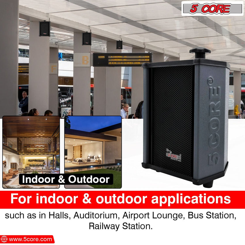 5 CORE Outdoor Speakers Pair Stereo in Wall Speaker 100W Peak Passive Mount Wired Waterproof Patio House Garage Indoor Exterior Audio System Bocinas para Casa - 10T G 2PCS - 7DAY'S