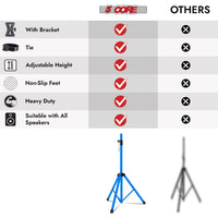 5 Core Speaker Stand 2Pcs Tripod Floor Tall Adjustable Up to 72 Inch DJ Studio Monitor Stands Pole Mount - 7DAY'S