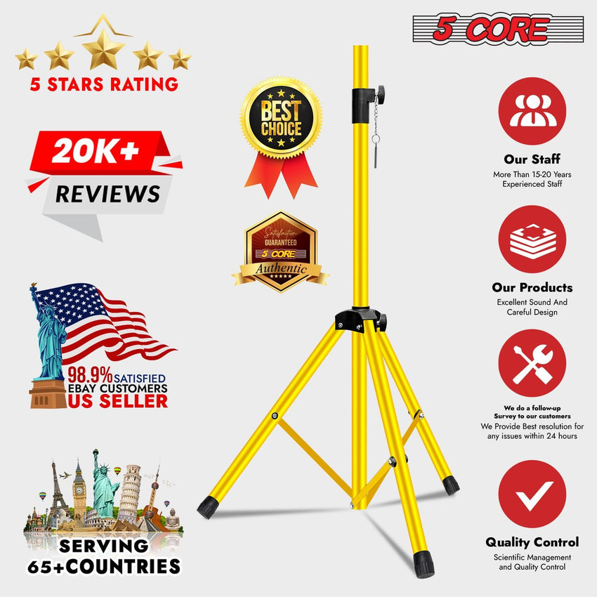 5 Core Speaker Stand 2Pcs Tripod Floor Tall Adjustable Up to 72 Inch DJ Studio Monitor Stands Pole Mount - 7DAY'S