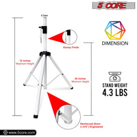 5 Core Speaker Stand Tripod Floor Tall Adjustable Up to 72 Inch DJ Studio Monitor Stands Pole Mount - SS ECO 1PK WOB - 7DAY'S