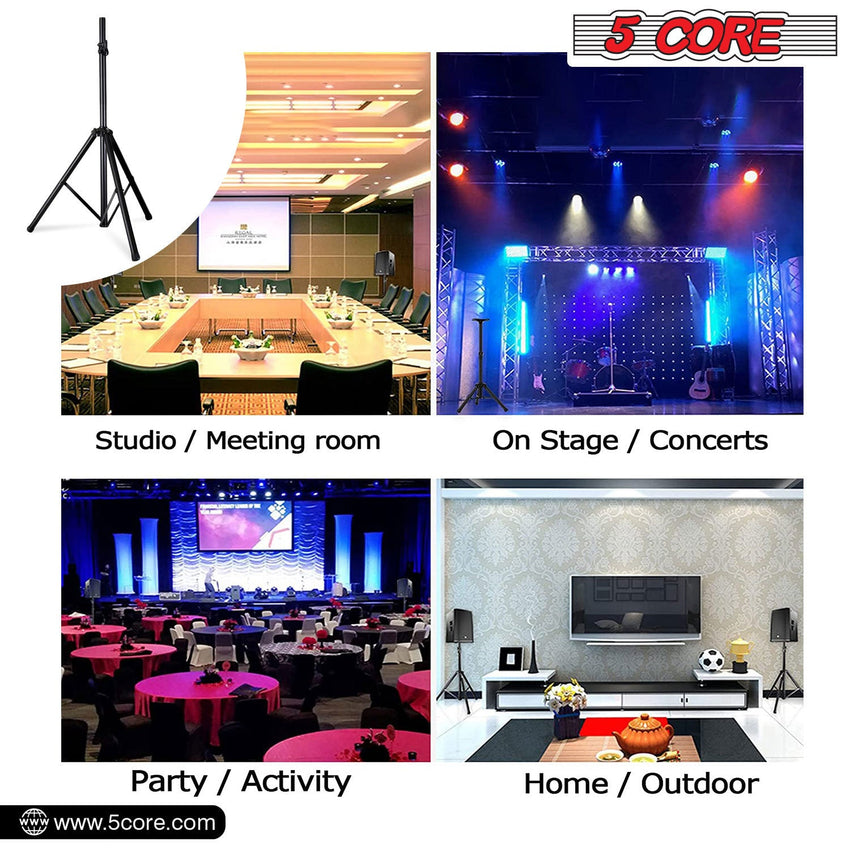 5 Core Speaker Stand Tripod Floor Tall Adjustable Up to 72 Inch DJ Studio Monitor Stands Pole Mount - SS ECO 1PK WOB - 7DAY'S