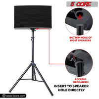 5 Core Speaker Stand Tripod Floor Tall Adjustable Up to 72 Inch DJ Studio Monitor Stands Pole Mount - SS ECO 1PK WOB - 7DAY'S