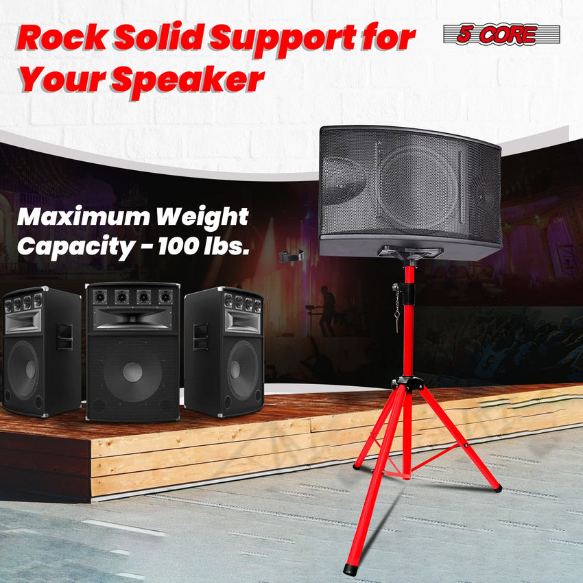 5 Core Speaker Stand Tripod Floor Tall Adjustable Up to 72 Inch DJ Studio Monitor Stands Pole Mount - SS ECO 1PK WOB - 7DAY'S