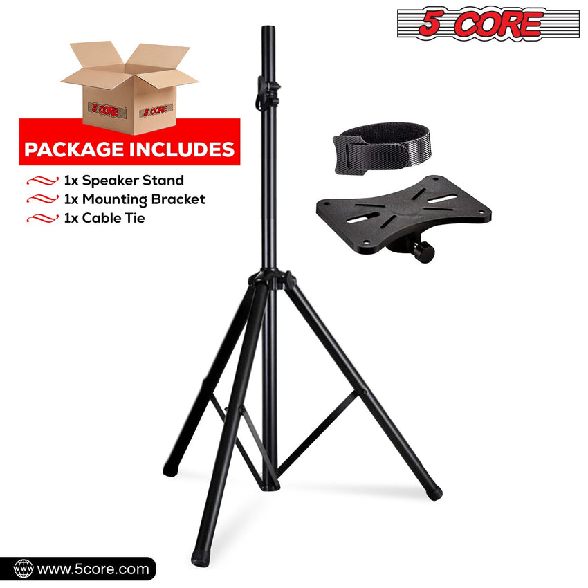 5 Core Speaker Stand Tripod Floor Tall Adjustable Up to 72 Inch DJ Studio Monitor Stands Pole Mount - SS ECO 1PK WOB - 7DAY'S