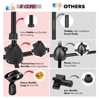5 Core Tripod Mic Stand Floor 4Pcs Adjustable 18 to 72 Inches Sturdy Boom Arm Holder Microphone Stands Pedestal Para Microfono for Singing - 7DAY'S