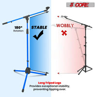 5 Core Tripod Mic Stand Floor 4Pcs Adjustable 18 to 72 Inches Sturdy Boom Arm Holder Microphone Stands Pedestal Para Microfono for Singing - 7DAY'S