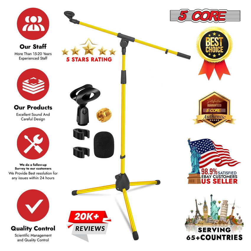 5 Core Tripod Mic Stand Floor 4Pcs Adjustable 18 to 72 Inches Sturdy Boom Arm Holder Microphone Stands Pedestal Para Microfono for Singing - 7DAY'S