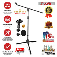 5 Core Tripod Mic Stand Floor 4Pcs Adjustable 18 to 72 Inches Sturdy Boom Arm Holder Microphone Stands Pedestal Para Microfono for Singing - 7DAY'S