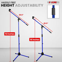 5 Core Tripod Mic Stand Floor 4Pcs Adjustable 18 to 72 Inches Sturdy Boom Arm Holder Microphone Stands Pedestal Para Microfono for Singing - 7DAY'S