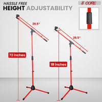 5 Core Tripod Mic Stand Floor 4Pcs Adjustable 18 to 72 Inches Sturdy Boom Arm Holder Microphone Stands Pedestal Para Microfono for Singing - 7DAY'S