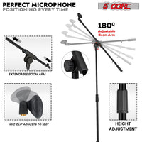 5 Core Tripod Mic Stand Floor 4Pcs Adjustable 18 to 72 Inches Sturdy Boom Arm Holder Microphone Stands Pedestal Para Microfono for Singing - 7DAY'S