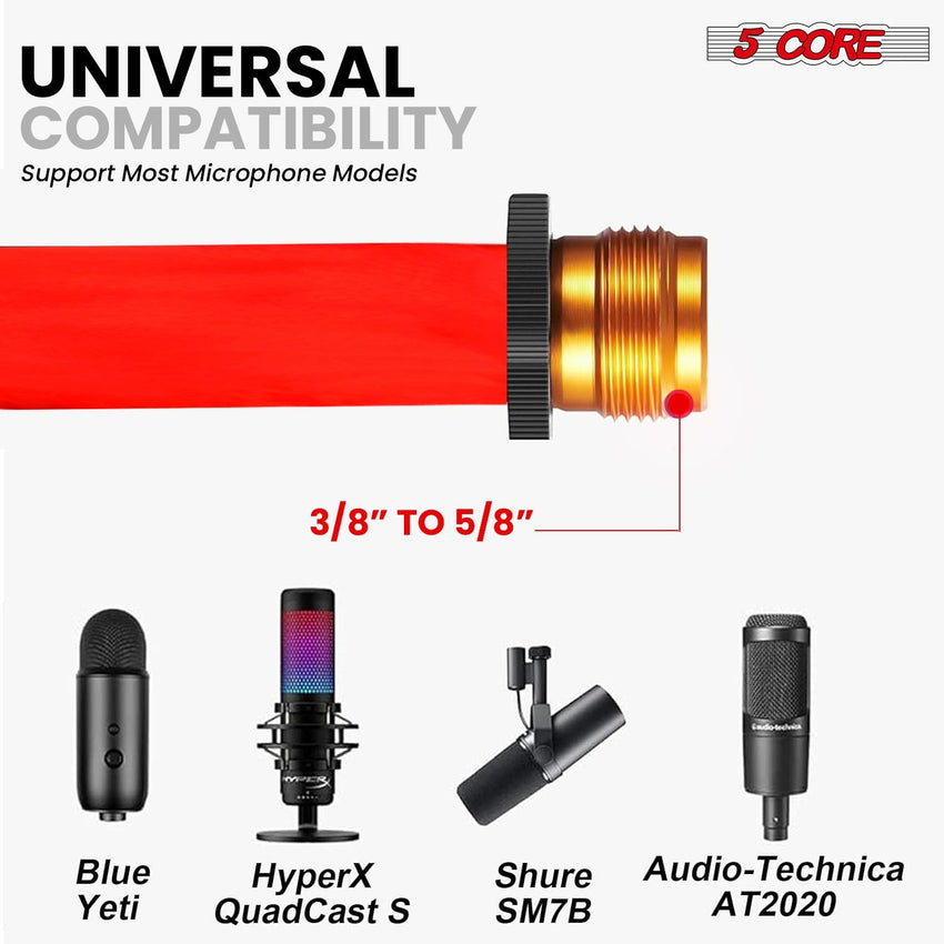 5 Core Tripod Mic Stand Floor 4Pcs Adjustable 18 to 72 Inches Sturdy Boom Arm Holder Microphone Stands Pedestal Para Microfono for Singing - 7DAY'S