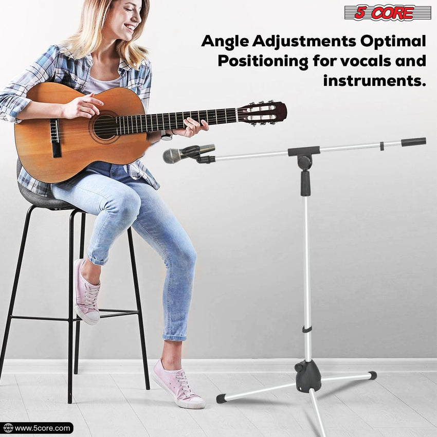 5 Core Tripod Mic Stand Floor 4Pcs Adjustable 18 to 72 Inches Sturdy Boom Arm Holder Microphone Stands Pedestal Para Microfono for Singing - 7DAY'S