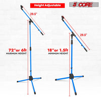 5 Core Tripod Mic Stand Floor 4Pcs Adjustable 18 to 72 Inches Sturdy Boom Arm Holder Microphone Stands Pedestal Para Microfono for Singing - 7DAY'S